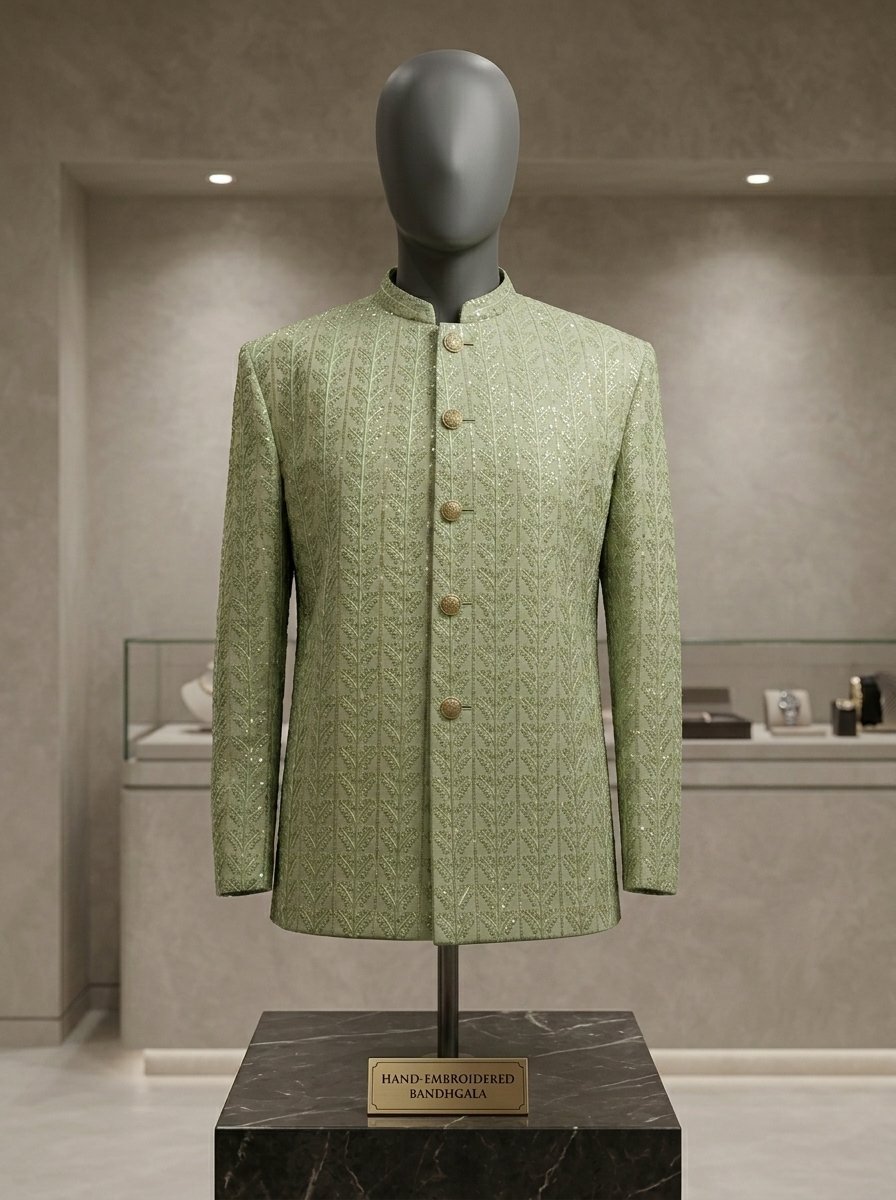 Premium PIsta Sequence Embroidered Prince Coat